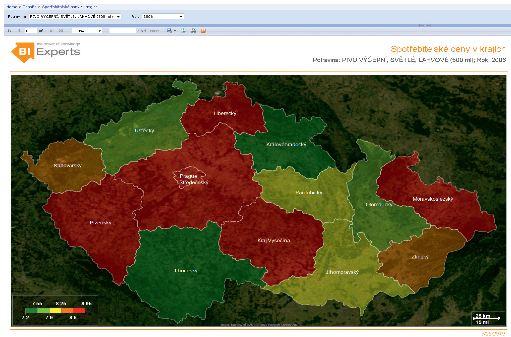 Geografická vizualizace dat je užitečnou novinkou SQL Serveru 2008 R2. Tahle mapa je názorná, výmluvná a nadto dynamicky proměnlivá.