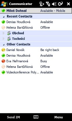 Office Communicator v mobilním telefonu